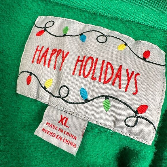 NWOT Holidays Women’s Green Christmas with Red Bow Print Sleeves Sweatshirt- XL - Picture 3 of 6